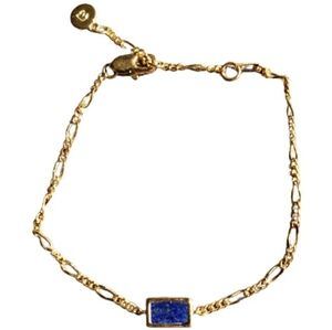 RARE Dainty Gold & Rectangle Blue Lapis Lazuli Chain Bracelet